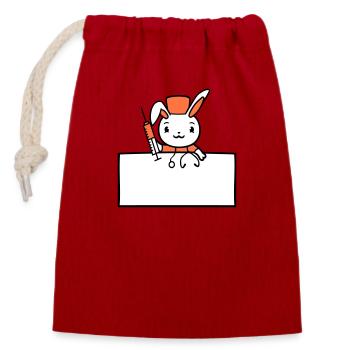 Bunny Doctor Seringue Infirmière Hôpital - Sac cadeau en coton avec cordon (14 x 20 cm) - rouge - Devant