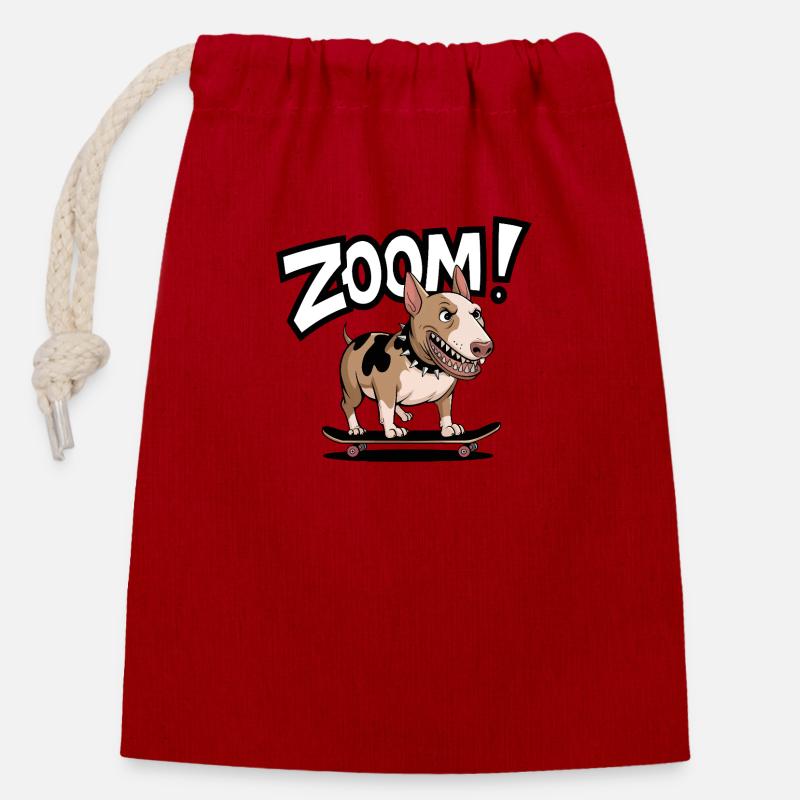 Bull Terrier - Closable cotton gift bag (14x20cm) - red