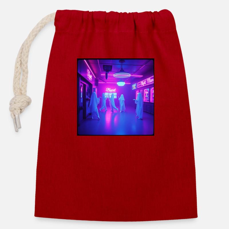 SWS GHOST - Verschließbarer Geschenkbeutel aus Baumwolle (14x20cm) - Rot