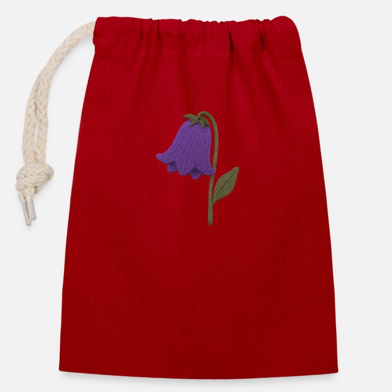 Flowers - Closable cotton gift bag (14x20cm) - red
