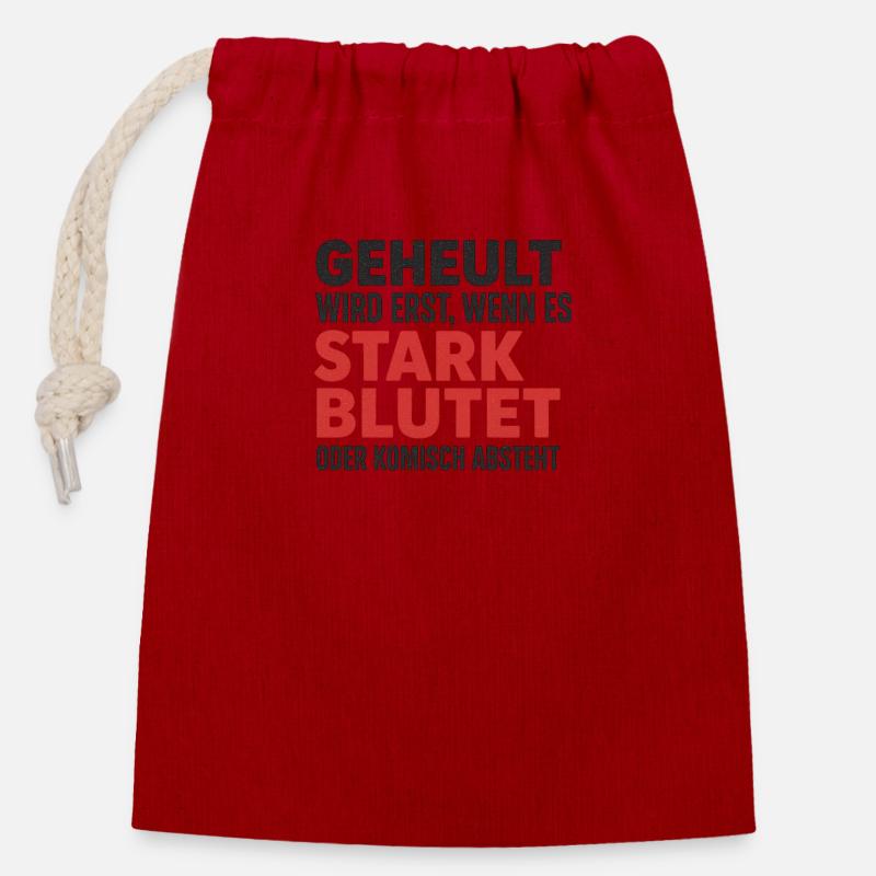 Stark bluten oder still sein – Dorfkind-Style - Verschließbarer Geschenkbeutel aus Baumwolle (14x20cm) - Rot