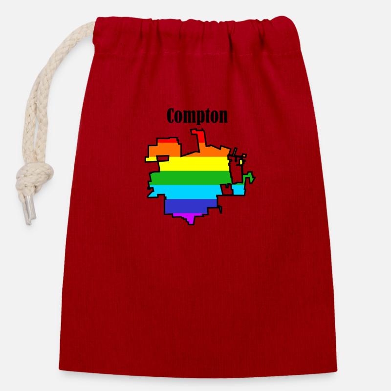 Compton rainbow - Closable cotton gift bag (14x20cm) - red