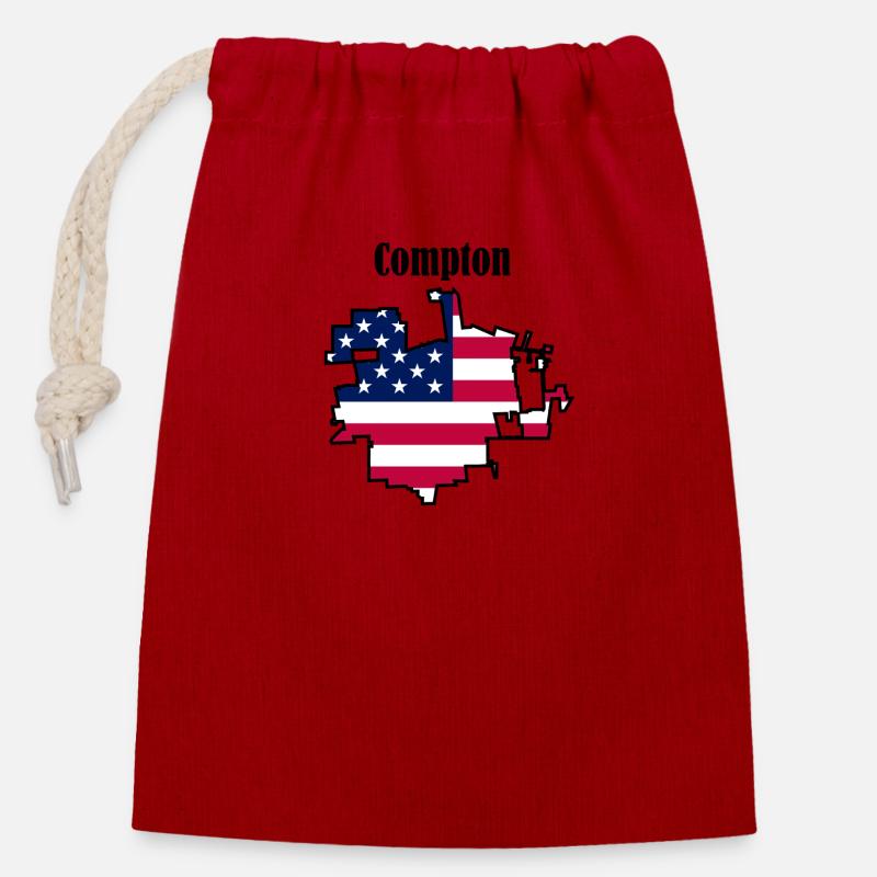 Compton, USA - Closable cotton gift bag (14x20cm) - red