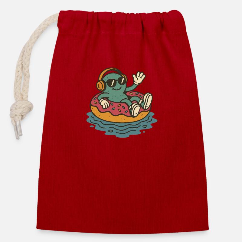 Pool Day - Closable cotton gift bag (14x20cm) - red