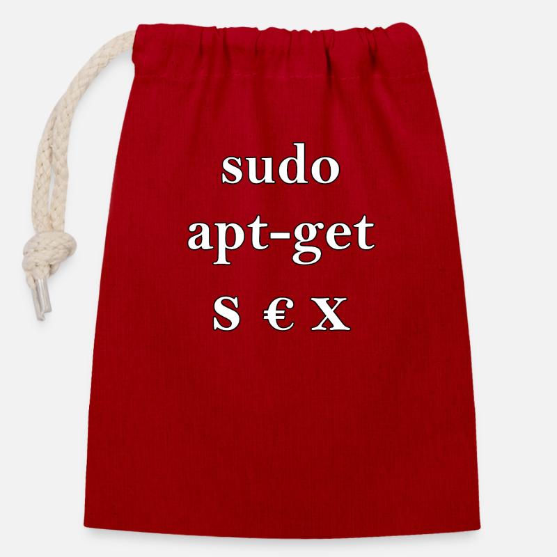 sudo apt-get S€X - Sac cadeau en coton avec cordon (14 x 20 cm) - rouge