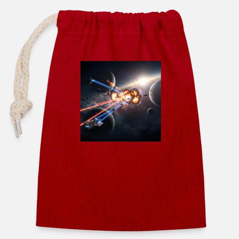 Illusion spatiale futuriste - Sac cadeau en coton avec cordon (14 x 20 cm) - rouge