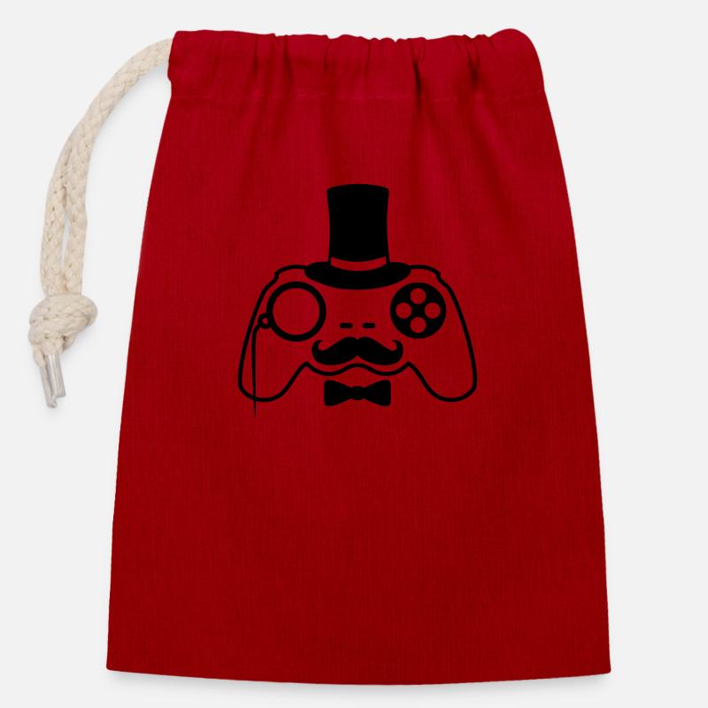 Sir gentleman mustache mustache cylinder monogramm - Closable cotton gift bag (14x20cm) - red