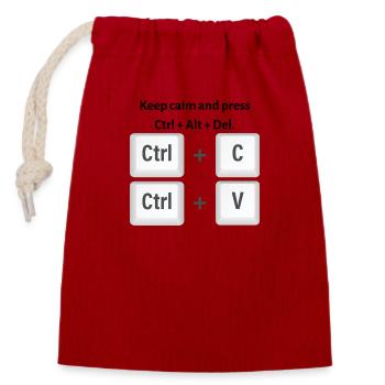 Keep calm and press Ctrl Alt Del - Verschließbarer Geschenkbeutel aus Baumwolle (14x20cm) - Rot - Vorne