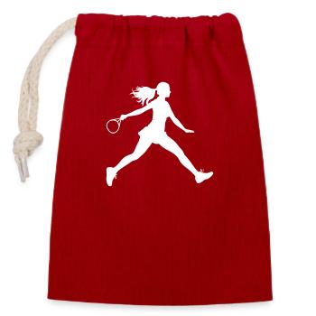 Silhouette de joueur de tennis - Sac cadeau en coton avec cordon (14 x 20 cm) - rouge - Devant