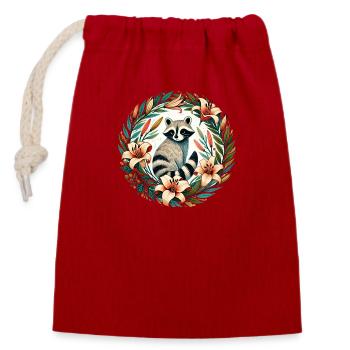 Raccoon Lily - Closable cotton gift bag (14x20cm) - red - Front