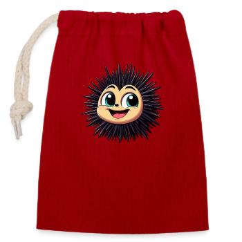 Sea urchin - Closable cotton gift bag (14x20cm) - red - Front