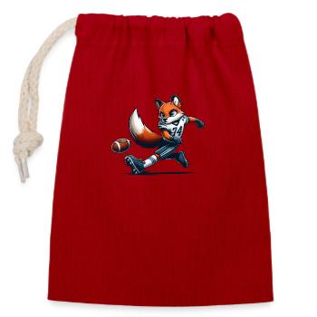 Fox Football - Closable cotton gift bag (14x20cm) - red - Front