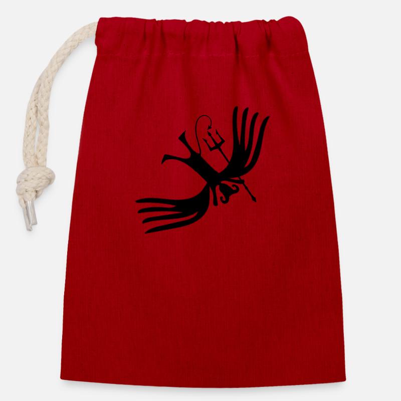 devil - Closable cotton gift bag (14x20cm) - red