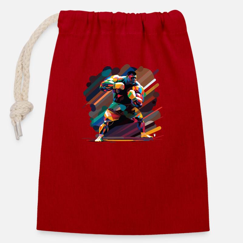 Boxer couleur - Sac cadeau en coton avec cordon (14 x 20 cm) - rouge