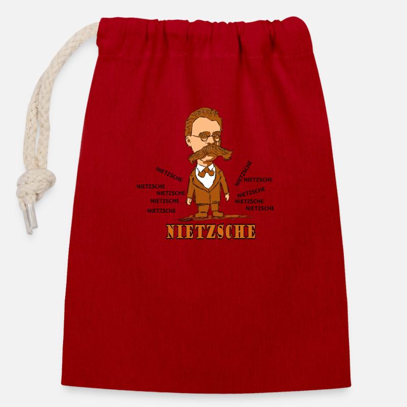 Nietzsche - Sac cadeau en coton avec cordon (14 x 20 cm) - rouge