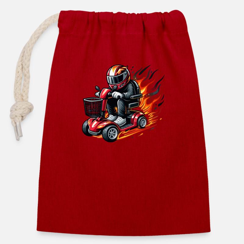 Race mobility scooter - Closable cotton gift bag (14x20cm) - red