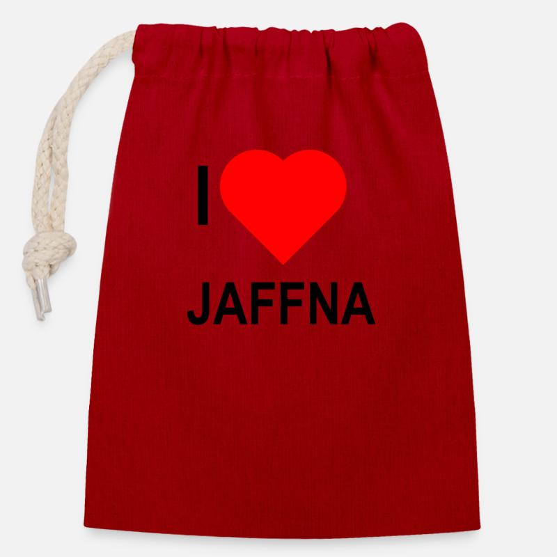 J’aimejaffna - Sac cadeau en coton avec cordon (14 x 20 cm) - rouge