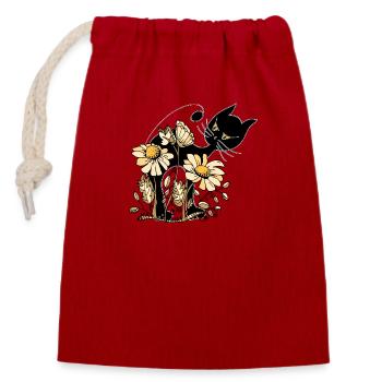 Cat - Closable cotton gift bag (14x20cm) - red - Front