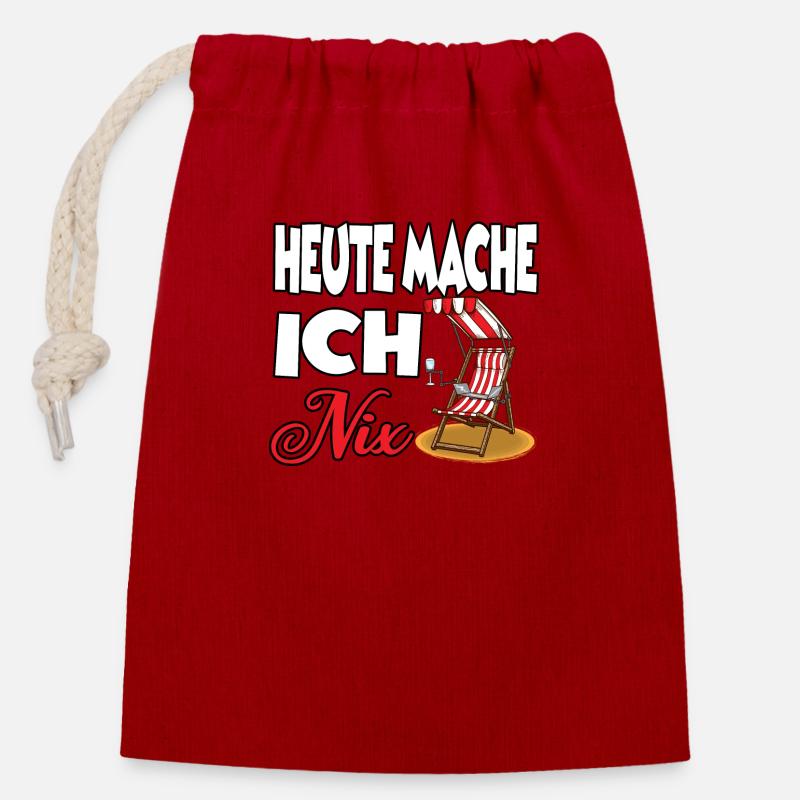 Heute Mache Ich Nix - Verschließbarer Geschenkbeutel aus Baumwolle (14x20cm) - Rot