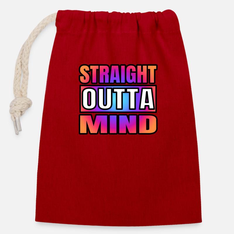 StraightouttaMind2 - Closable cotton gift bag (14x20cm) - red