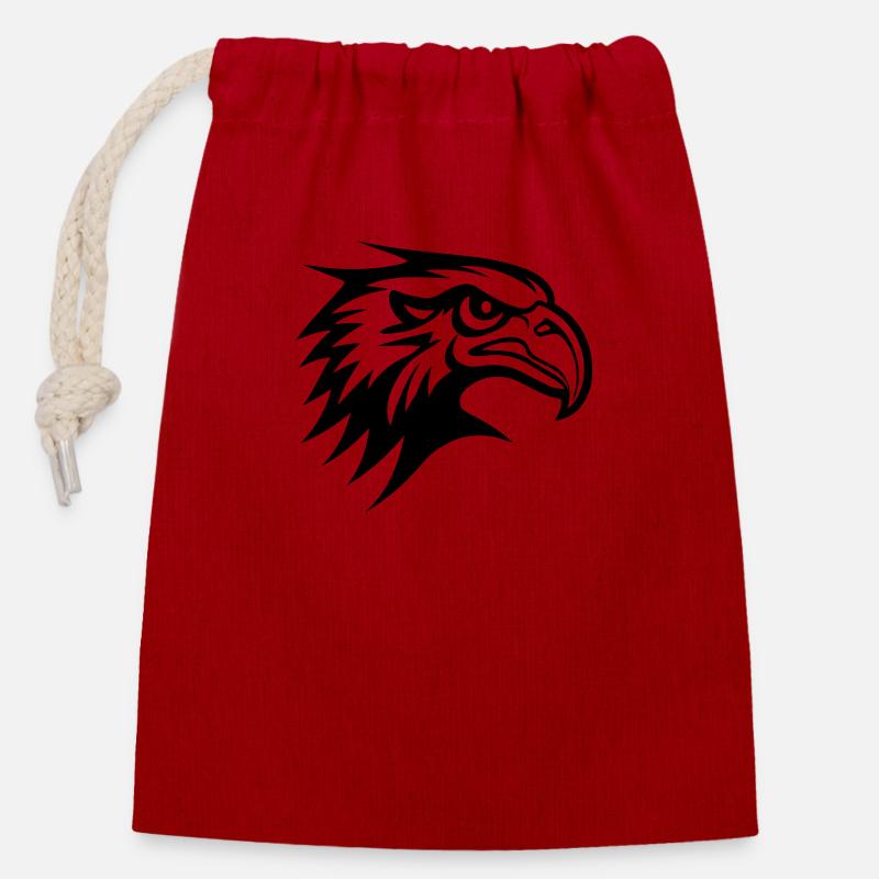 eagle ungry fly 01 - Sac cadeau en coton avec cordon (14 x 20 cm) - rouge