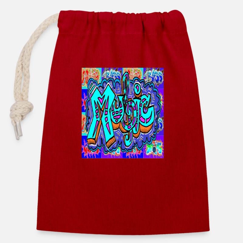 music,graffiti,rapper,spray,skate,korean,kpop, - Closable cotton gift bag (14x20cm) - red