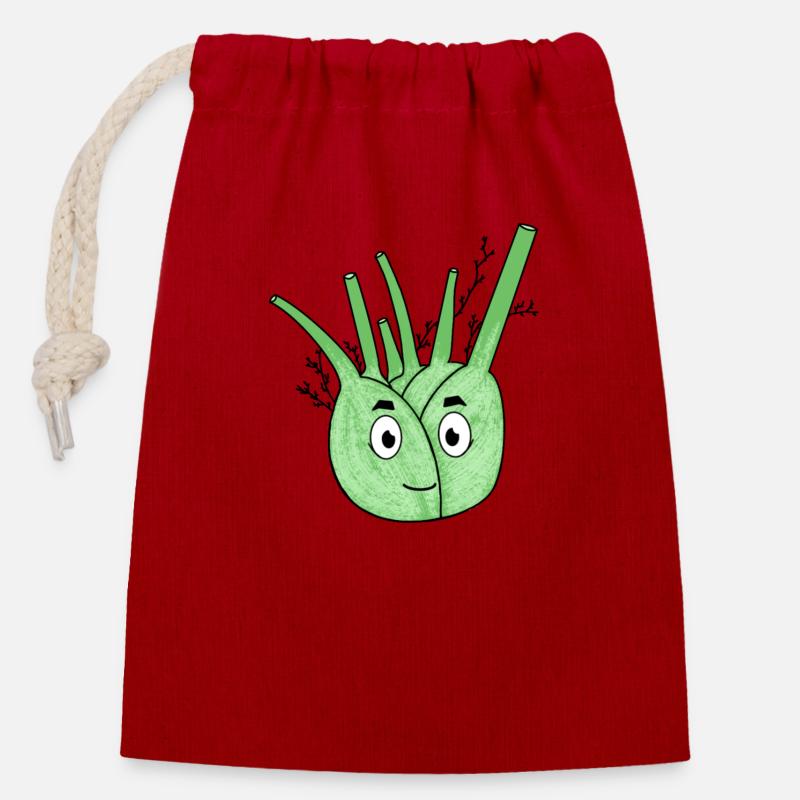 Fennel - Closable cotton gift bag (14x20cm) - red