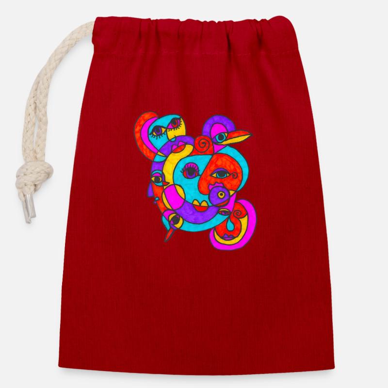 Birdlady - Closable cotton gift bag (14x20cm) - red