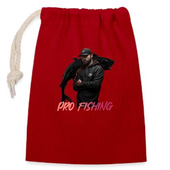 Pro Fishing Angler Logo - Verschließbarer Geschenkbeutel aus Baumwolle (14x20cm) - Rot - Vorne