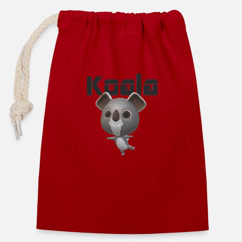 koala animal cute nice friendly pet friendly - Closable cotton gift bag (14x20cm) - red