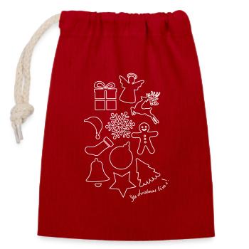 It's christmas time! - Closable cotton gift bag (14x20cm) - red - Front