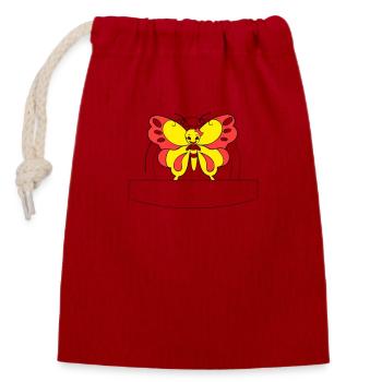 papillon coloré | Champ d’écriture >vectorgraphique - Sac cadeau en coton avec cordon (14 x 20 cm) - rouge - Devant