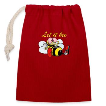 Let it bee" Honig-süßes Design, entspannte Biene - Verschließbarer Geschenkbeutel aus Baumwolle (14x20cm) - Rot - Vorne