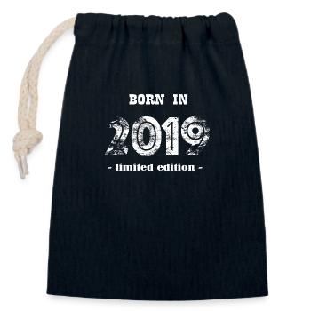 BORN IN 2019 - limited edition - Verschließbarer Geschenkbeutel aus Baumwolle (14x20cm) - Navy - Vorne