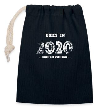 NÉ EN 2020 - édition limitée - Sac cadeau en coton avec cordon (14 x 20 cm) - bleu marine - Devant
