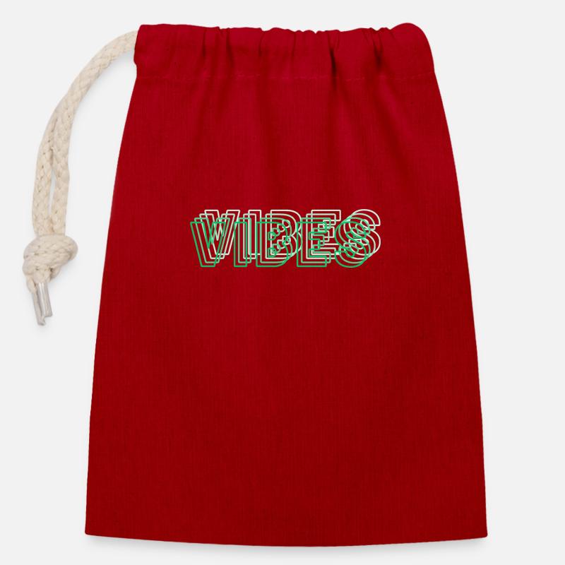 Vibes abstrait vert - Sac cadeau en coton avec cordon (14 x 20 cm) - rouge