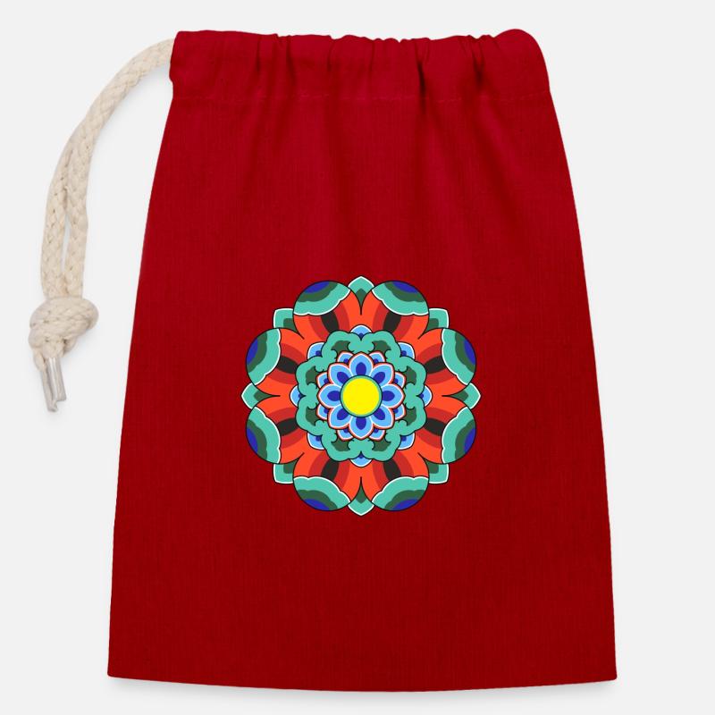 Dancheong 단청 - single (Ver.3) - Closable cotton gift bag (14x20cm) - red
