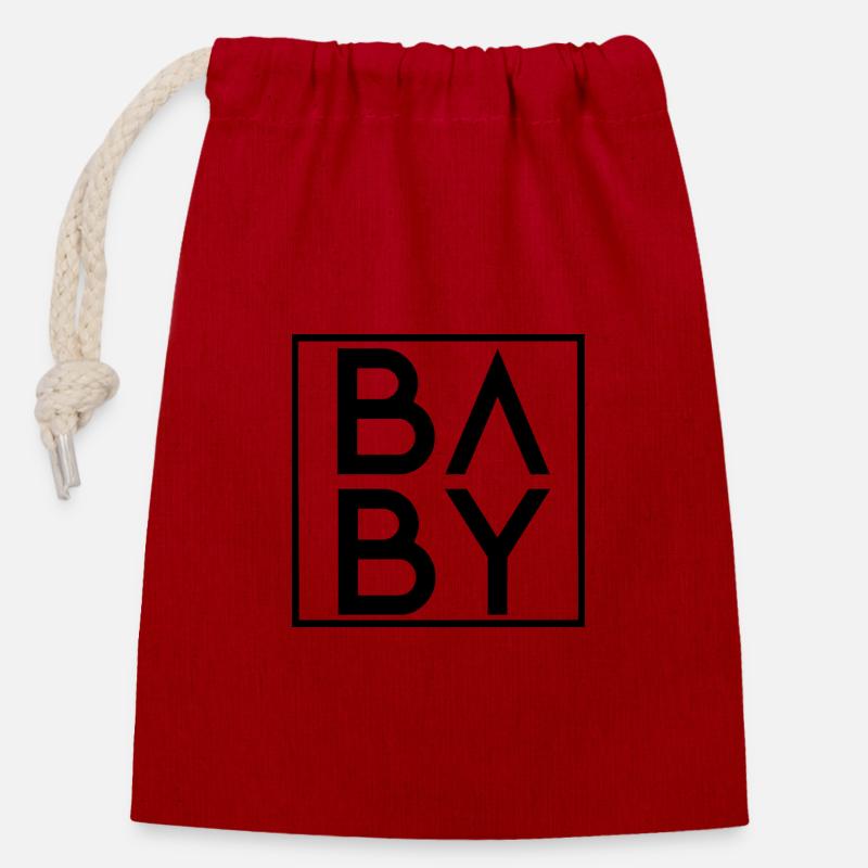 BABY - Verschließbarer Geschenkbeutel aus Baumwolle (14x20cm) - Rot