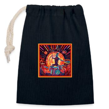 Drums colorful - Verschließbarer Geschenkbeutel aus Baumwolle (14x20cm) - Navy - Vorne