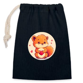 Kuschelige Zuneigung - Verschließbarer Geschenkbeutel aus Baumwolle (14x20cm) - Navy - Vorne