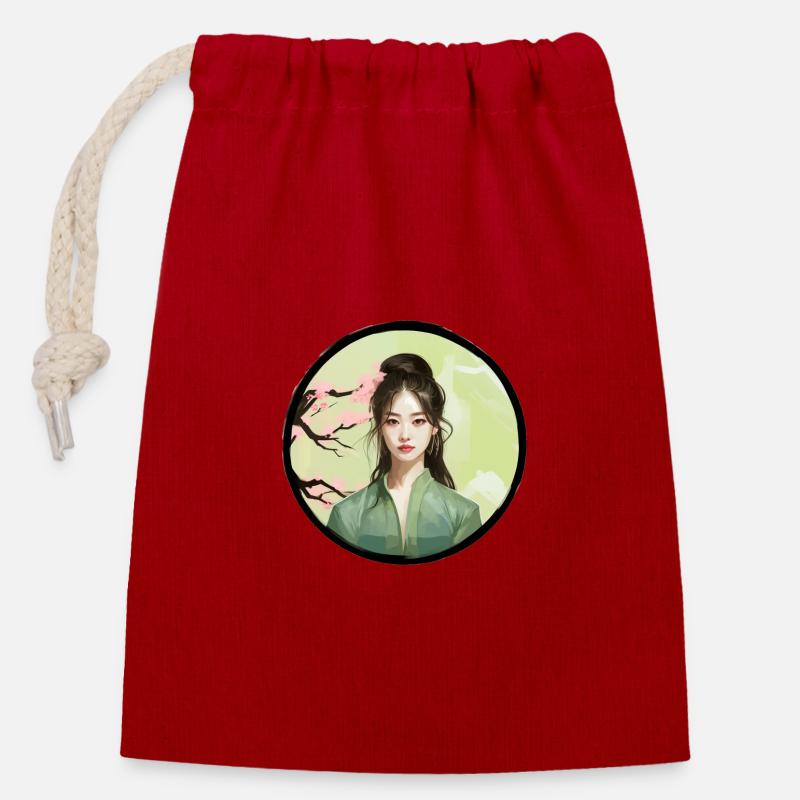 Smooth Asia - Closable cotton gift bag (14x20cm) - red