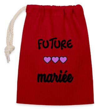 BRIDE-TO-BE - Closable cotton gift bag (14x20cm) - red - Front