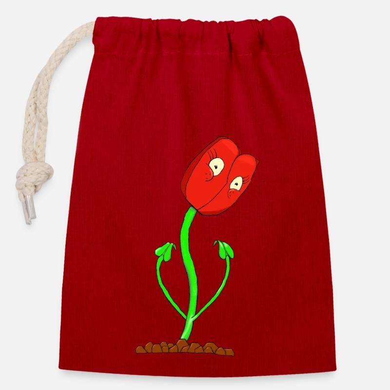 Joyeux Rosie - Sac cadeau en coton avec cordon (14 x 20 cm) - rouge