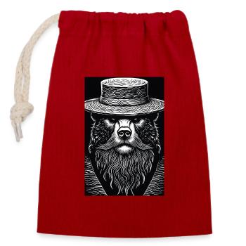 The Silent Grizzly - Closable cotton gift bag (14x20cm) - red - Front