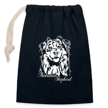 Australian Shepherd Aussie Portrait Dogs Wilsigns - Closable cotton gift bag (14x20cm) - navy - Front