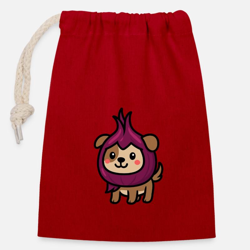 Hundion - Closable cotton gift bag (14x20cm) - red