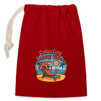 Ambiance estivale ensoleillée Drôle de crabe sur la plage - Sac cadeau en coton avec cordon (14 x 20 cm) - rouge - Devant