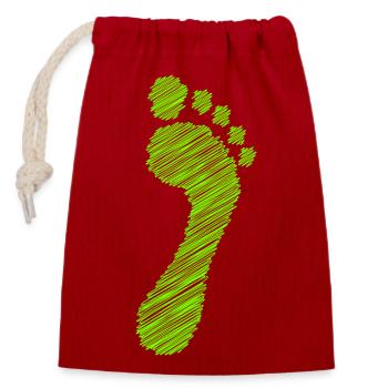 natural runners barfus gruen skribble RGB - Closable cotton gift bag (14x20cm) - red - Front