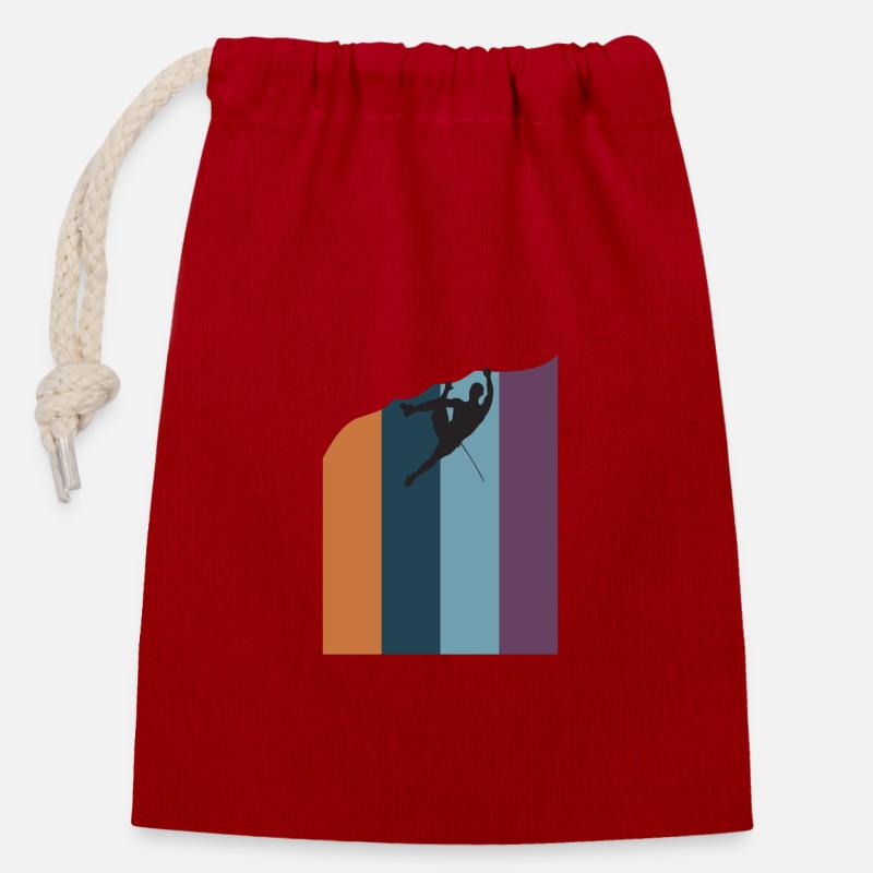 Rock Climbing - Closable cotton gift bag (14x20cm) - red