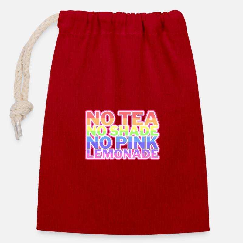 Pas de thé, pas de teinte, pas de limonade rose (mèmes RPDR) - Sac cadeau en coton avec cordon (14 x 20 cm) - rouge